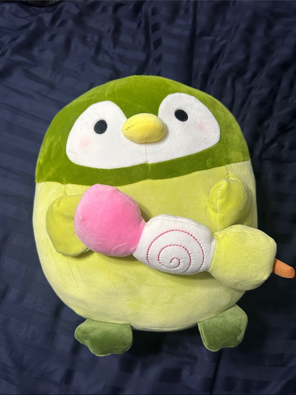 Green Plush Bird Toy with Pink Accessory - Soft Pet Bird Plush